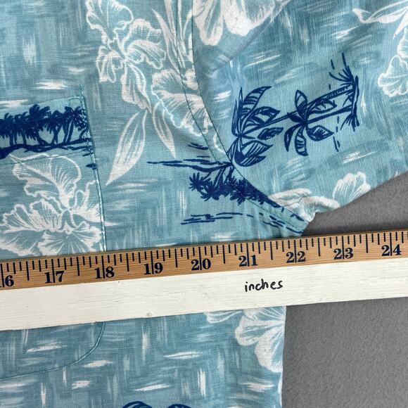 High Sierra Button Up Short Sleeves Linen Blend Hawaiian Tropical Shirt Medium - Picture 5 of 7